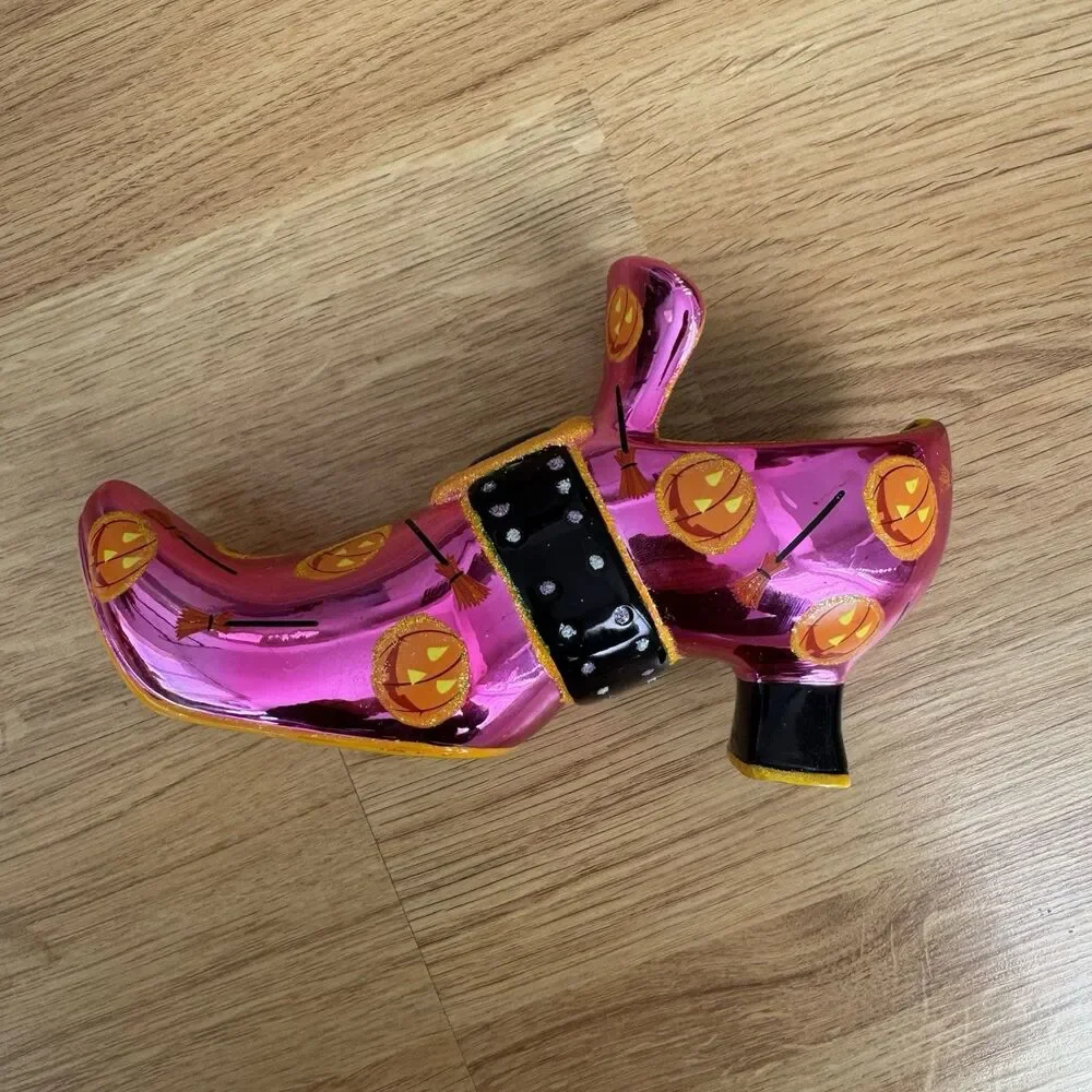 Christopher Radko‎ Foot Fright Pumpkins Halloween Witch Shoe Candy Dish